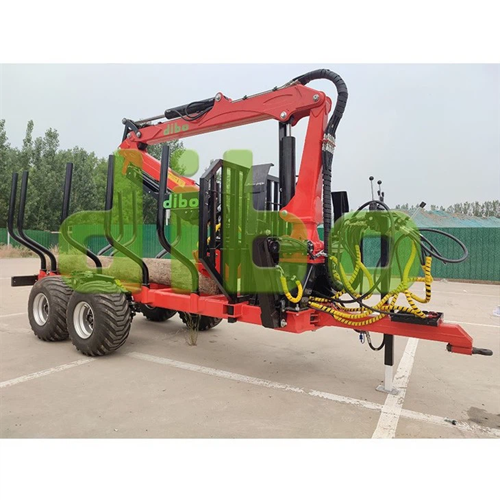 Hydraulic Grapple Log Trailer With Crane