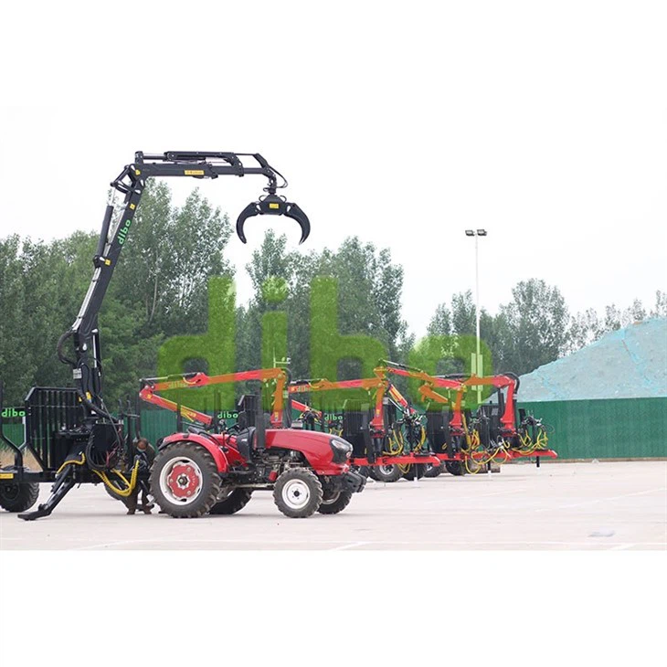 Hydraulic Grapple Log Trailer With Crane